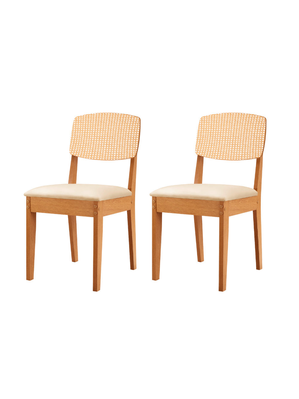 Conjunto com 2 Cadeiras MDF Copper Premium para Sala de Jantar Moderna Mobília - Veludo Creme/Naturale