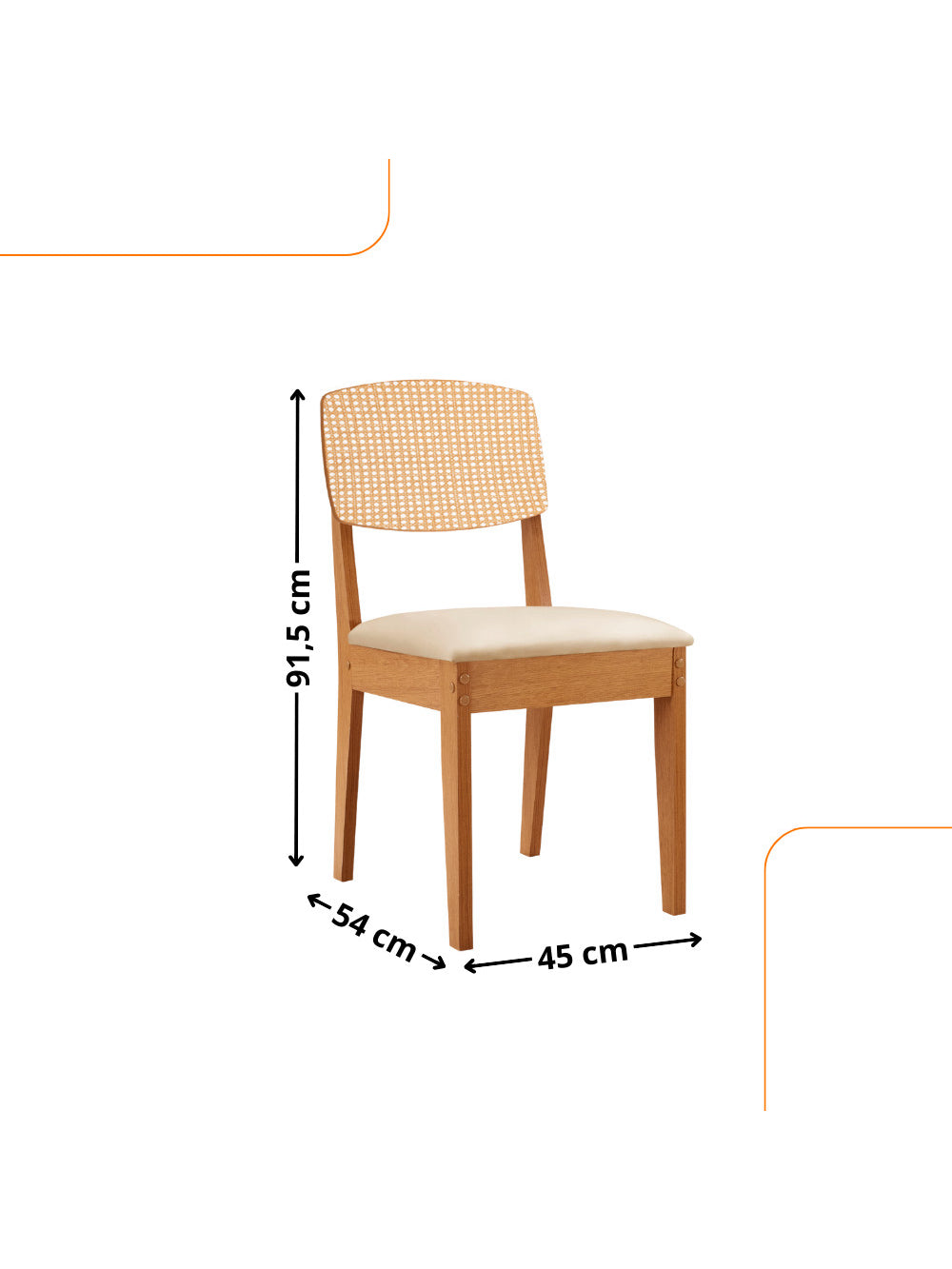 Conjunto com 2 Cadeiras MDF Copper Premium para Sala de Jantar Moderna Mobília - Tork/Naturale