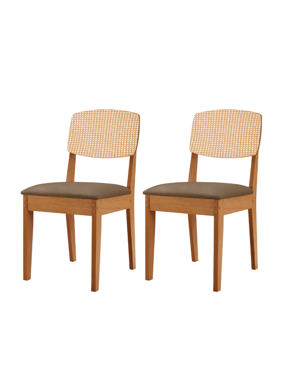 Conjunto com 2 Cadeiras MDF Copper Premium para Sala de Jantar Moderna Mobília - Veludo Capuccino/Naturalle