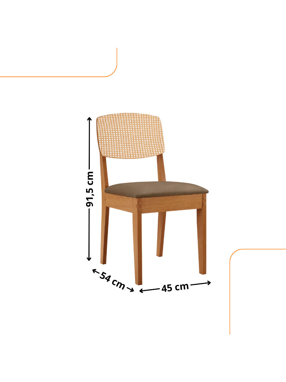Conjunto com 2 Cadeiras MDF Copper Premium para Sala de Jantar Moderna Mobília - Veludo Marrom/Naturalle
