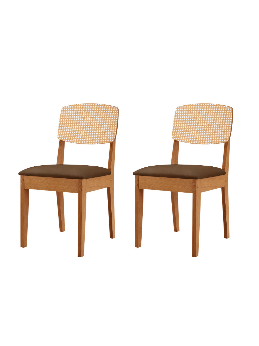 Conjunto com 2 Cadeiras MDF Copper Premium para Sala de Jantar Moderna Mobília - Veludo Marrom/Naturalle