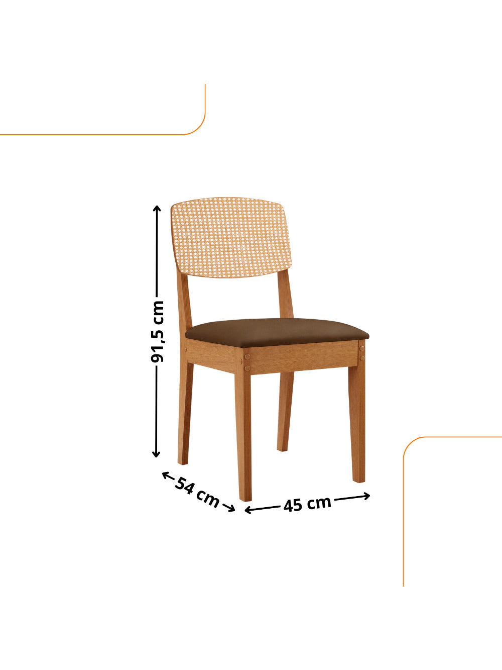 Conjunto com 2 Cadeiras MDF Copper Premium para Sala de Jantar Moderna Mobília - Linho Capuccino/Naturale