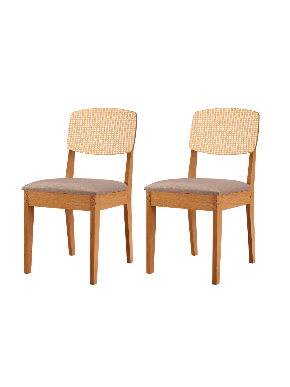 Conjunto com 2 Cadeiras MDF Copper Premium para Sala de Jantar Moderna Mobília - Linho Capuccino/Naturale