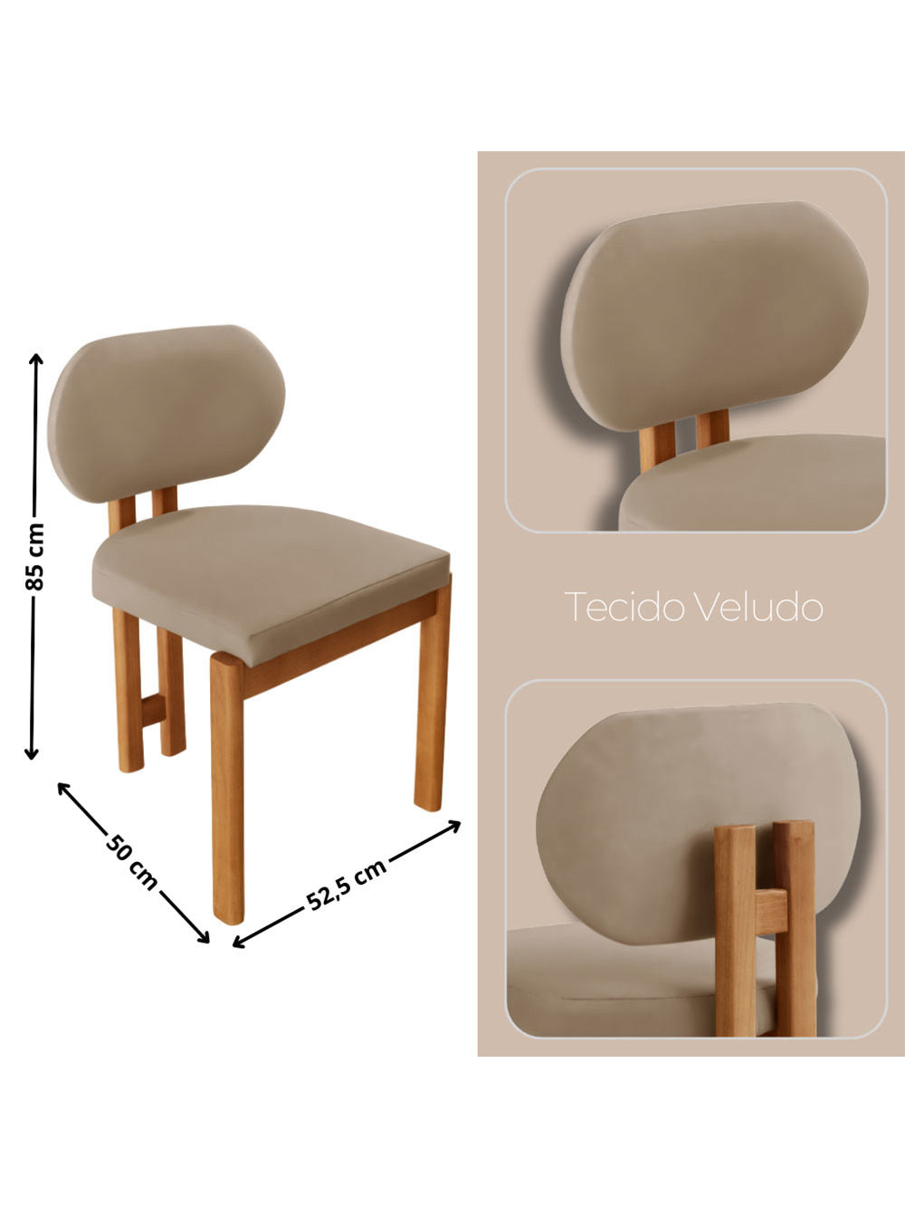 Conjunto com 2 Cadeiras Madeira Nala