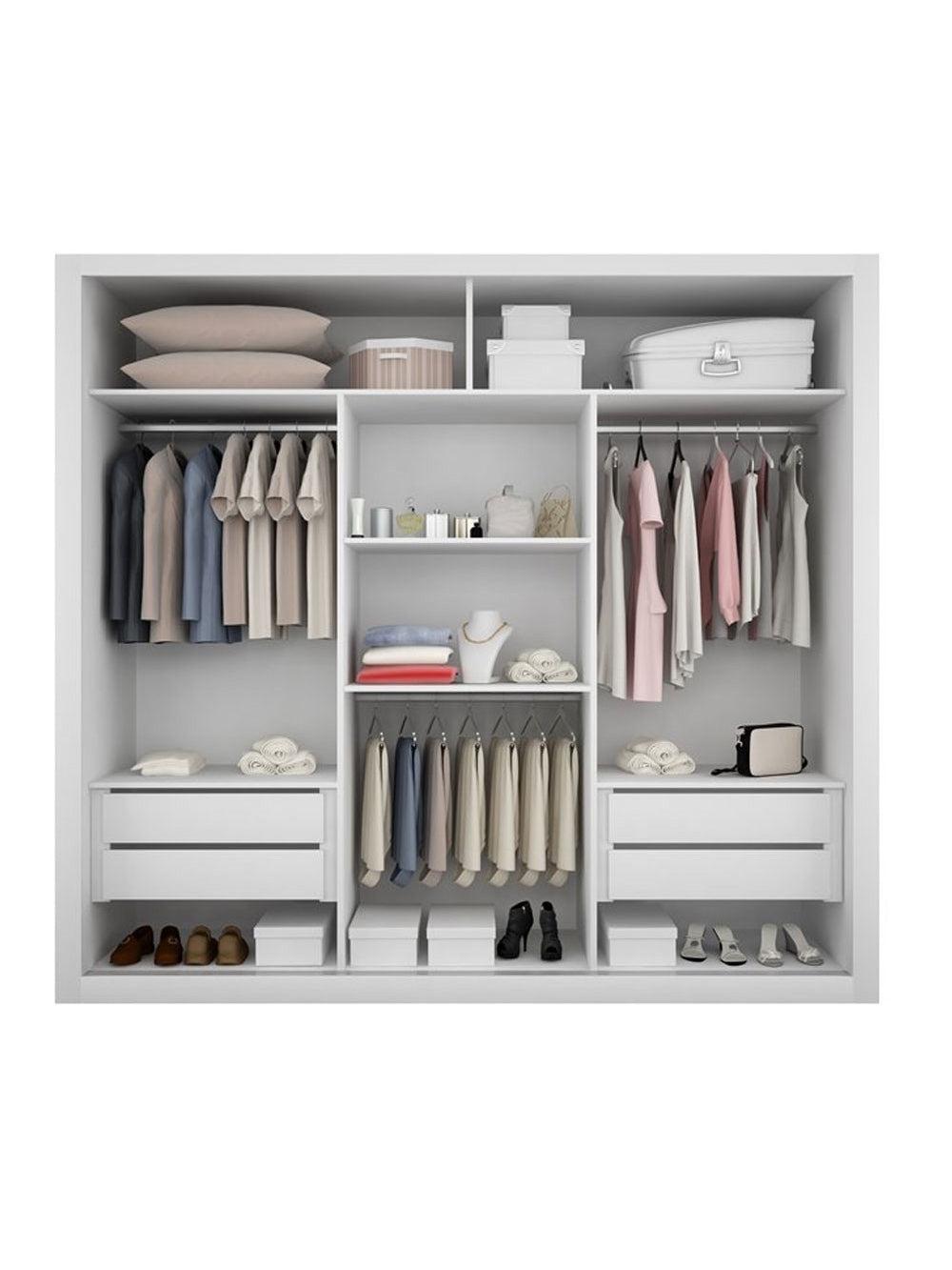 Guarda Roupa Casal Veneza Gold 3 Portas 4 Gavetas MDF e Espelho Rufato - Imbuia