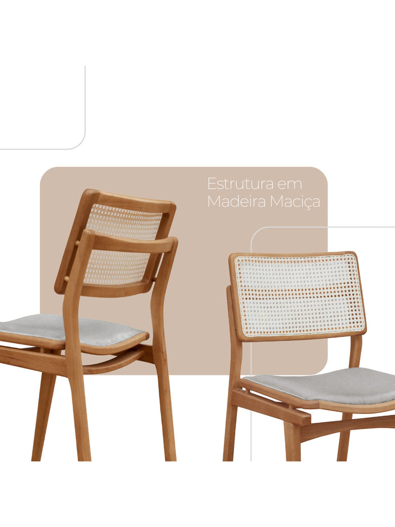 Conjunto com 2 Cadeiras Madeira Eva Premium Moderna Mobília