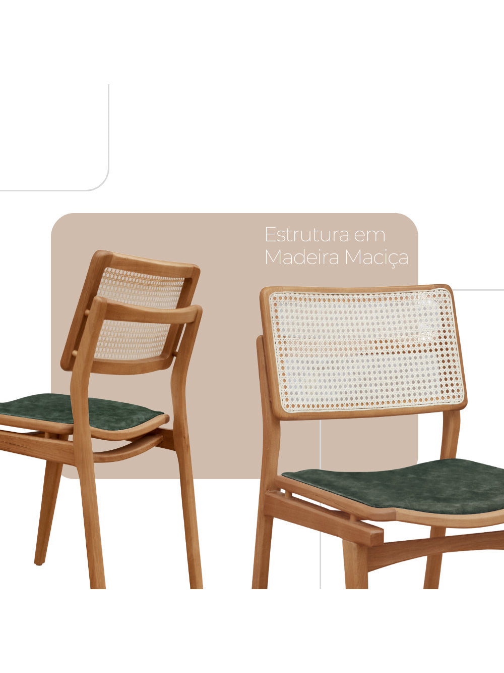 Conjunto com 2 Cadeiras Madeira Eva Premium Moderna Mobília