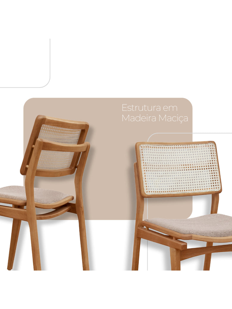 Conjunto com 2 Cadeiras Madeira Eva Premium Moderna Mobília
