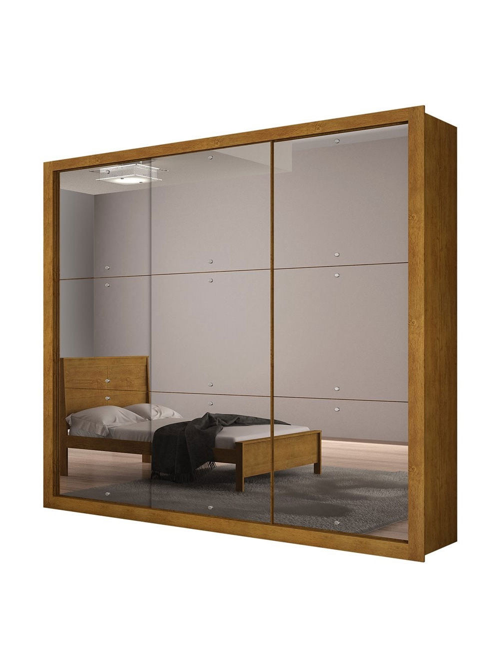 Guarda Roupa Casal Veneza Gold 3 Portas 4 Gavetas MDF e Espelho Rufato - Imbuia