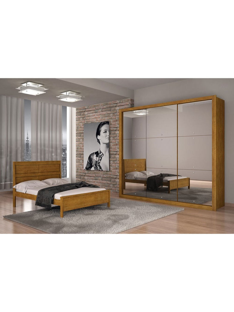 Guarda Roupa Casal Veneza Gold 3 Portas 4 Gavetas MDF e Espelho Rufato