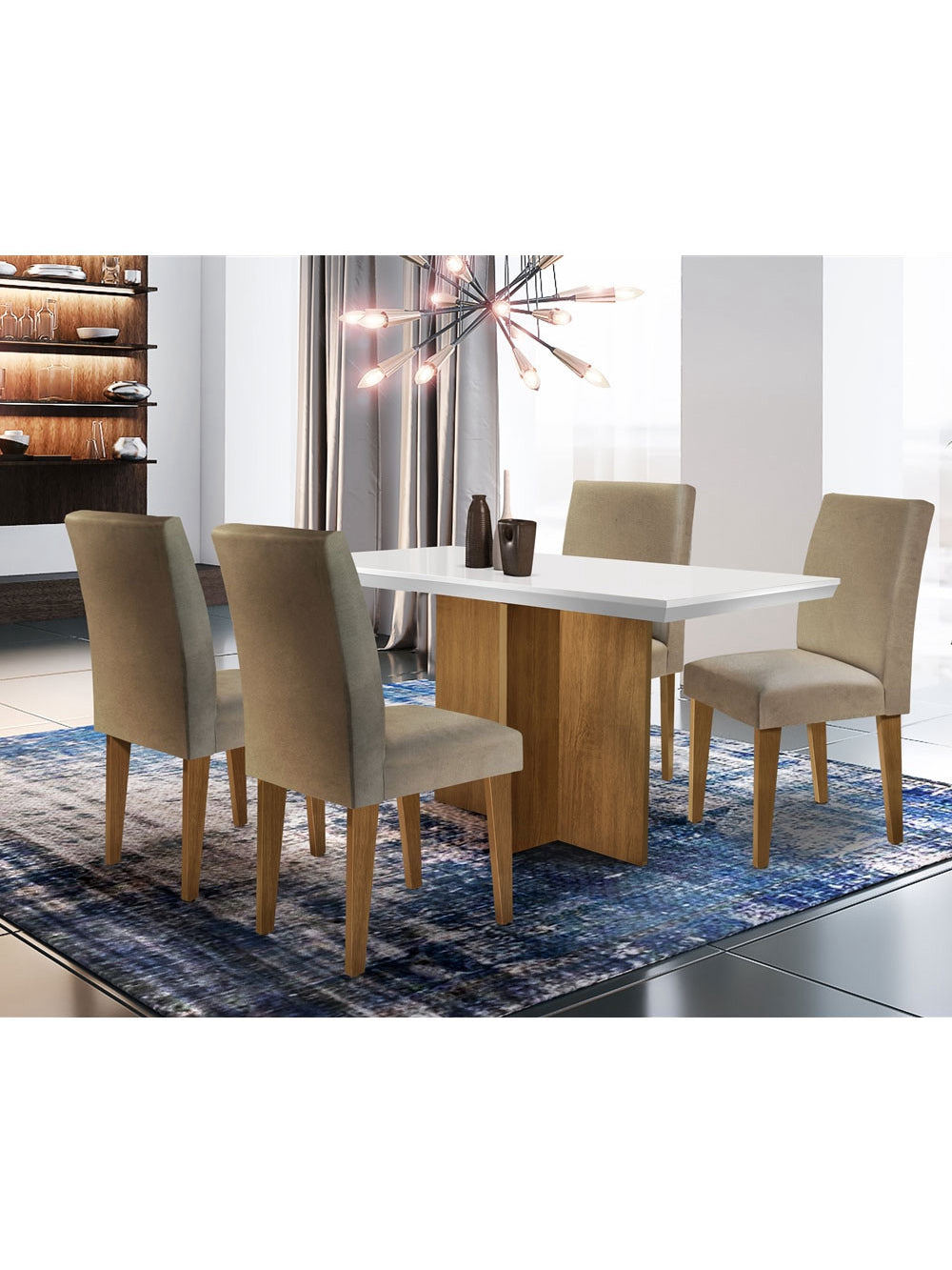 Conjunto Sala de Jantar Olimpia com 4 Cadeiras Grécia Rufato