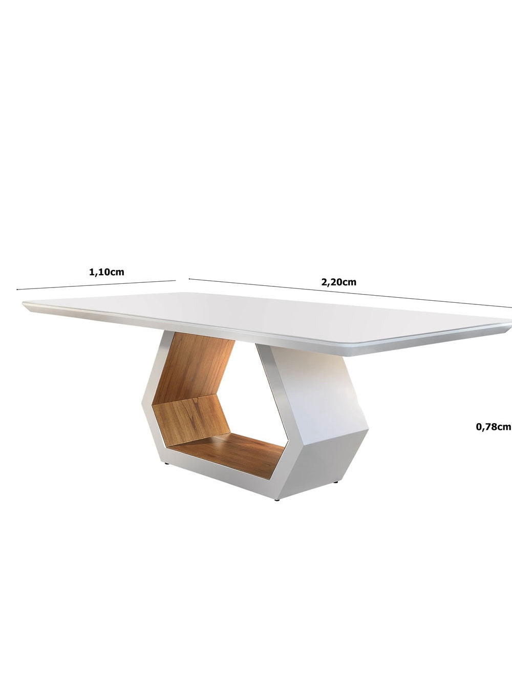 Mesa Ane 220cm Madeira e Vidro Mobillare - Off White/Imbuia