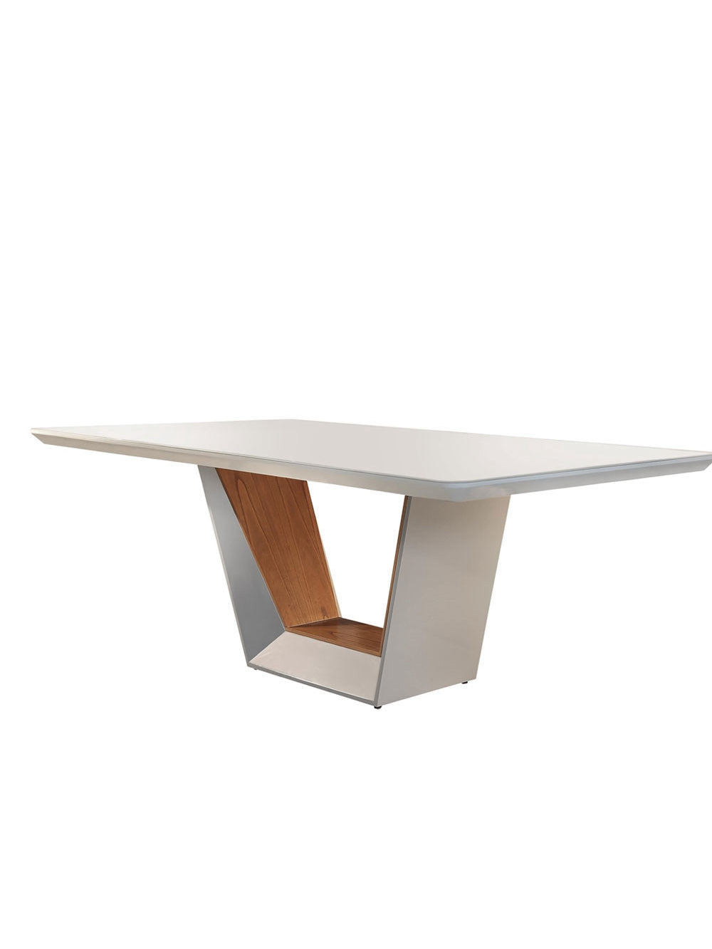 Mesa para Sala de Jantar Rubi 220cm em Madeira e Vidro Mobillare - Off White Imbuia/Cinamomo