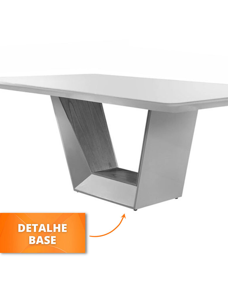 Mesa para Sala de Jantar Rubi 220cm em Madeira e Vidro Mobillare