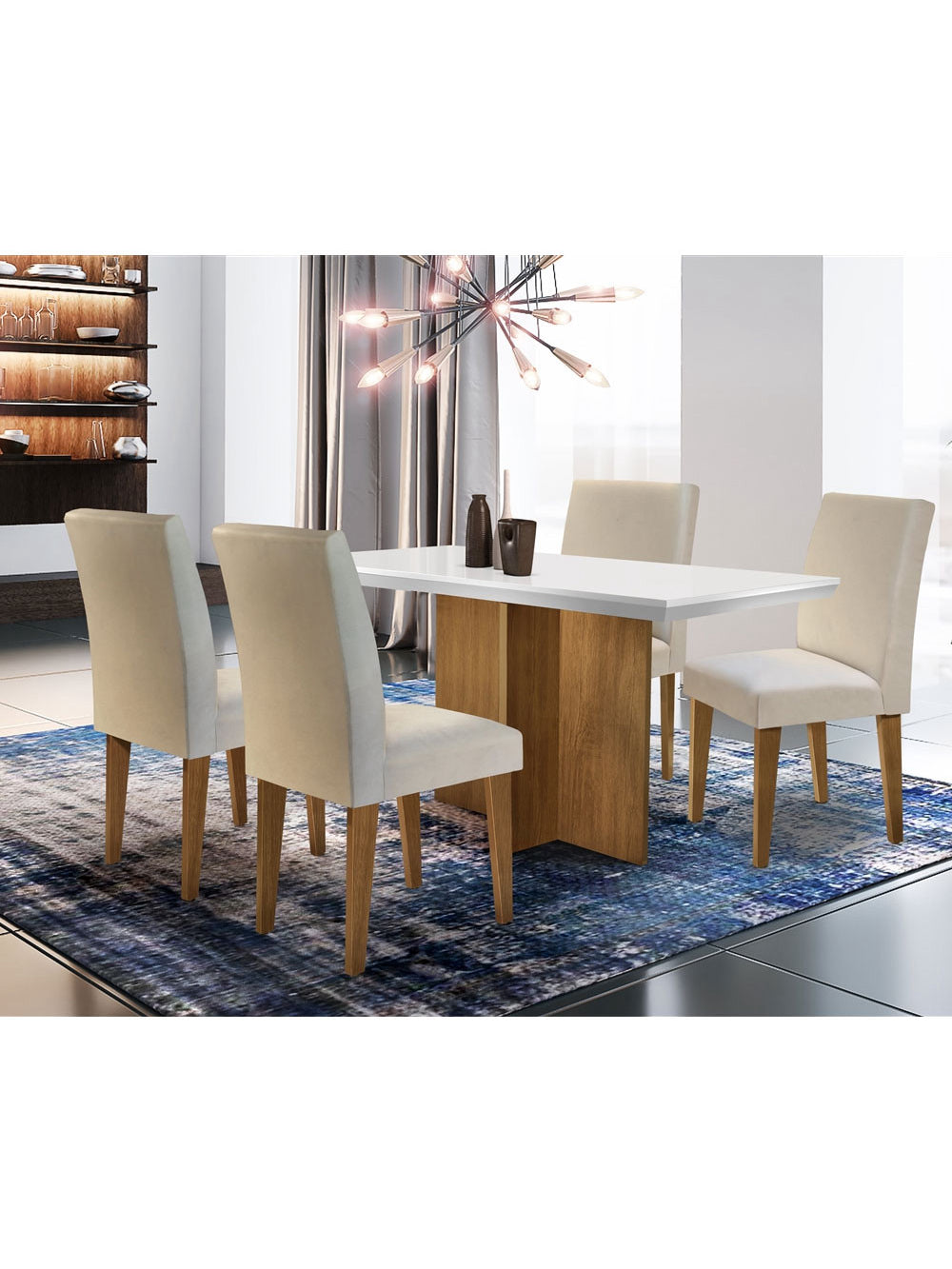 Conjunto Sala de Jantar Olimpia com 4 Cadeiras Grécia Rufato