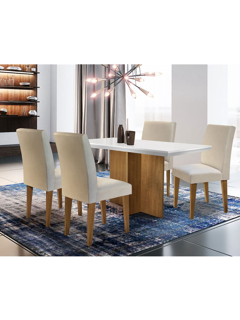 Conjunto Sala de Jantar Olimpia com 4 Cadeiras Grécia Rufato