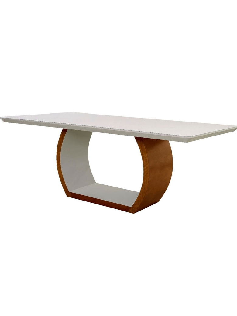 Mesa de Jantar Bella 220cm em Madeira Maciça e Vidro Mobillare