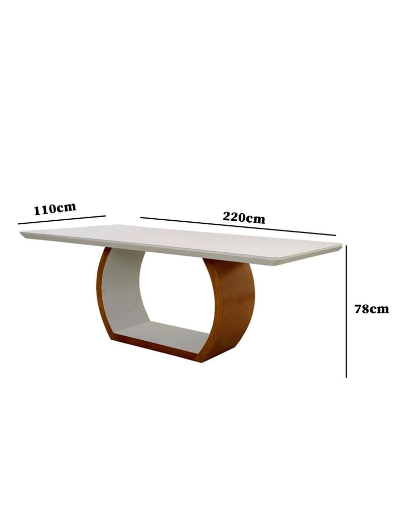 Mesa de Jantar Bella 220cm em Madeira Maciça e Vidro Mobillare