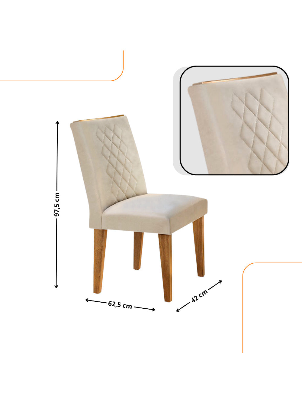 Sala de Jantar Milena MDF com Vidro Canto Reto 6 Cadeiras Rufato