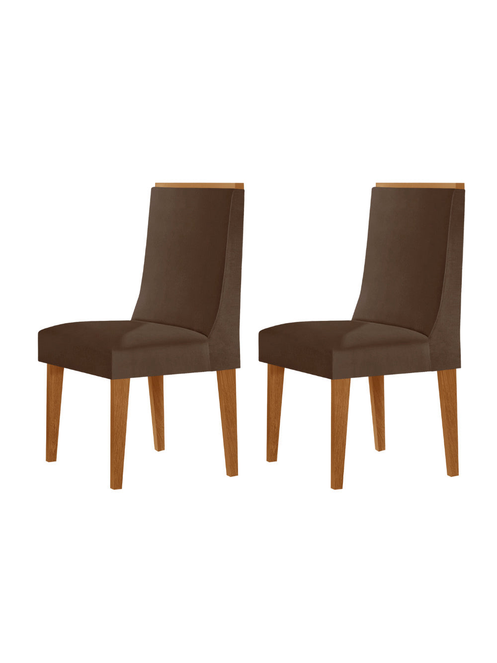 Conjunto com 2 Cadeiras MDF Lisboa para Sala de Jantar Moderna Mobília - Veludo Marrom/Naturalle