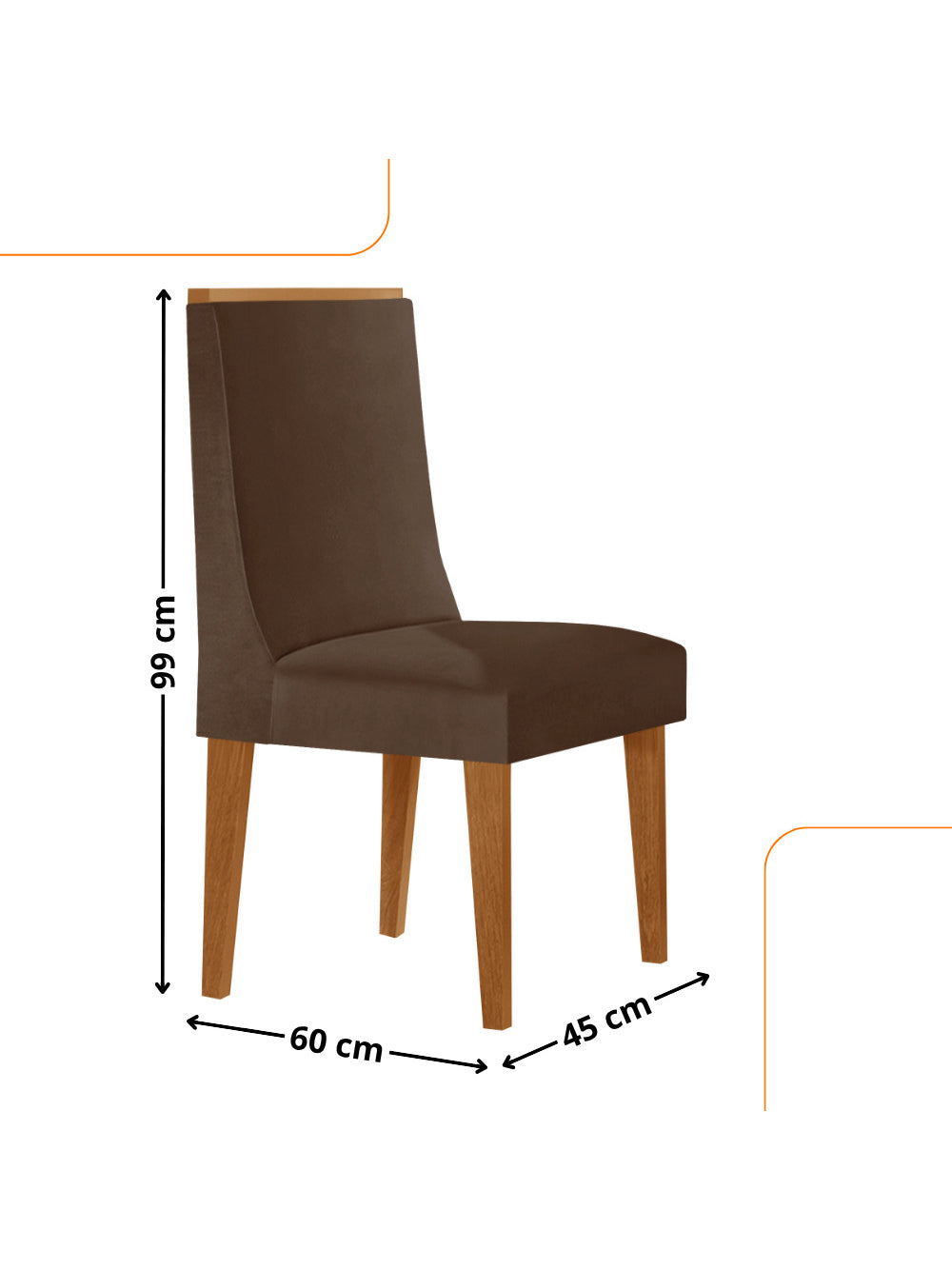 Conjunto com 2 Cadeiras MDF Lisboa para Sala de Jantar Moderna Mobília - Linho Capuccino/Naturale