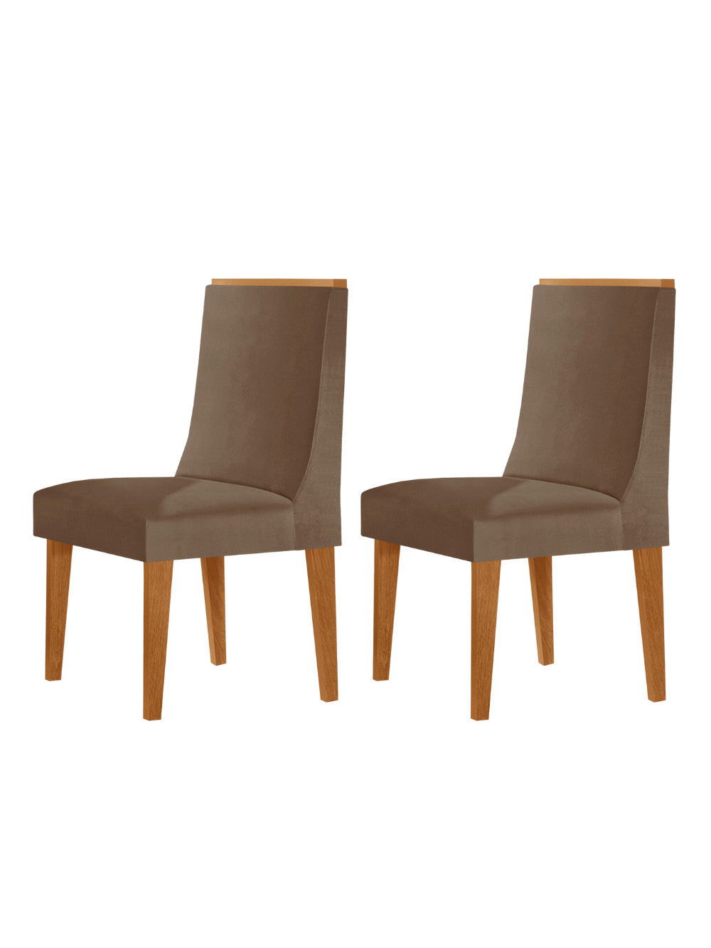 Conjunto com 2 Cadeiras MDF Lisboa para Sala de Jantar Moderna Mobília - Veludo Capuccino/Naturalle