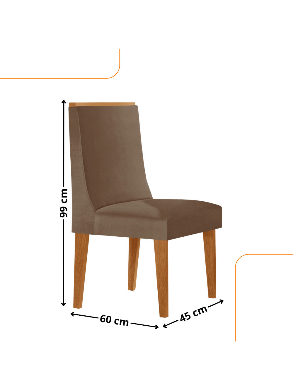 Conjunto com 2 Cadeiras MDF Lisboa para Sala de Jantar Moderna Mobília - Turim 07/Naturale