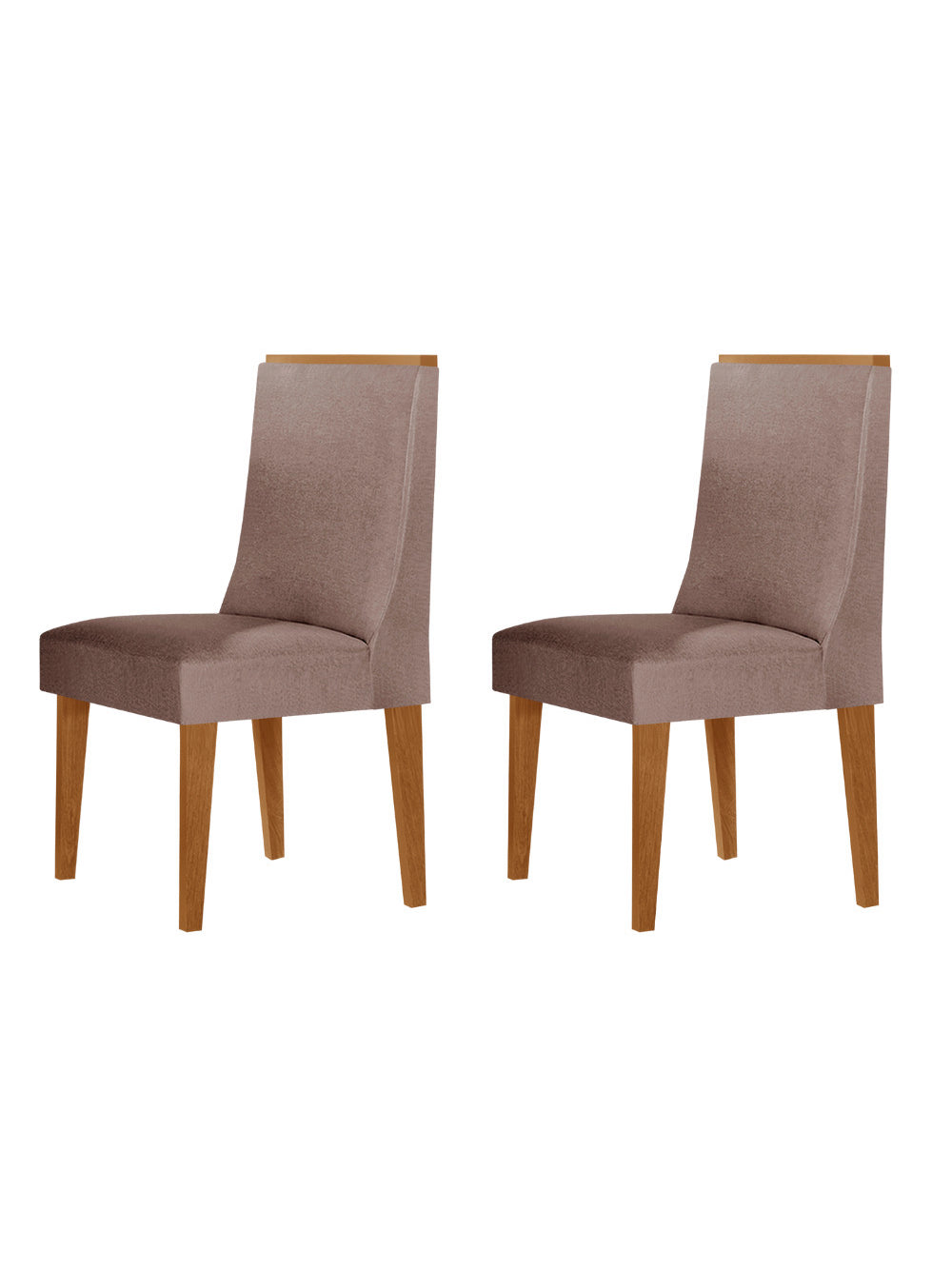 Conjunto com 2 Cadeiras MDF Lisboa para Sala de Jantar Moderna Mobília - Linho Capuccino/Naturale