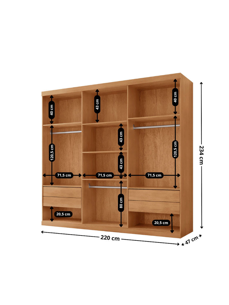 Guarda Roupa Casal Encanto 100 MDF 6 Portas e 4 Gavetas Rufato