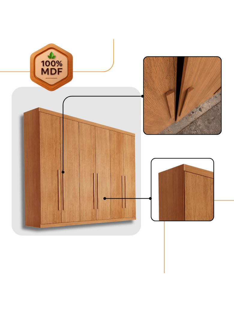 Guarda Roupa Casal Encanto 100 MDF 6 Portas e 4 Gavetas Rufato