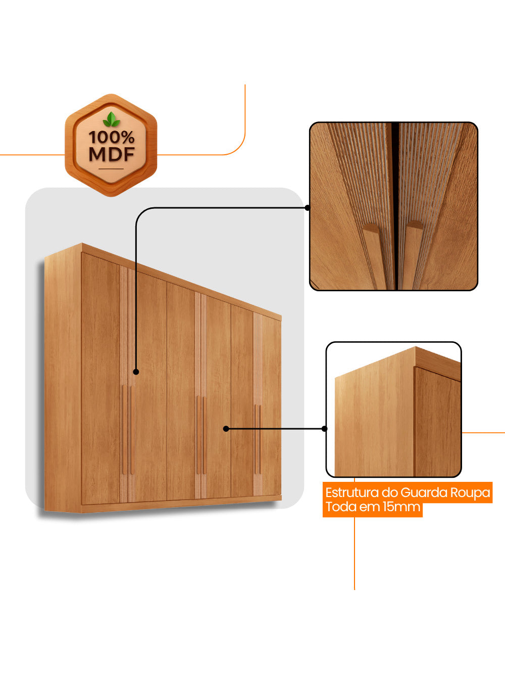 Guarda Roupa Casal San Miguel 6 Portas 6 Gavetas Rufato