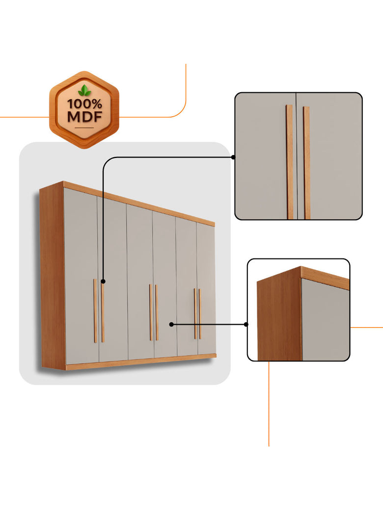 Guarda Roupa Casal Encanto 100 MDF 6 Portas e 4 Gavetas Rufato