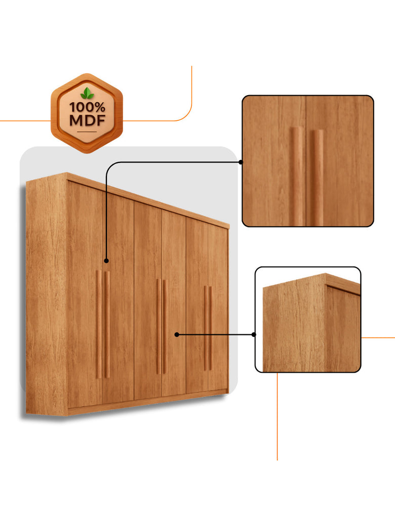 Guarda Roupa Casal Heros 6 Portas e 2 Gavetas MDF Moderna