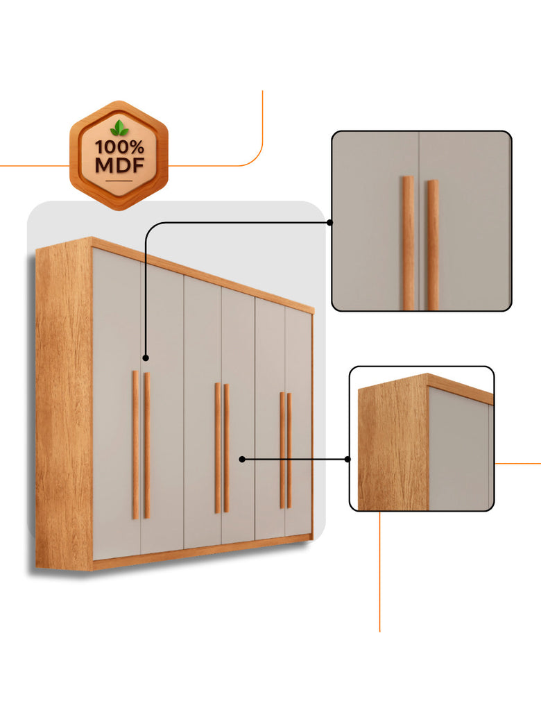 Guarda Roupa Casal Heros 6 Portas e 2 Gavetas MDF Moderna