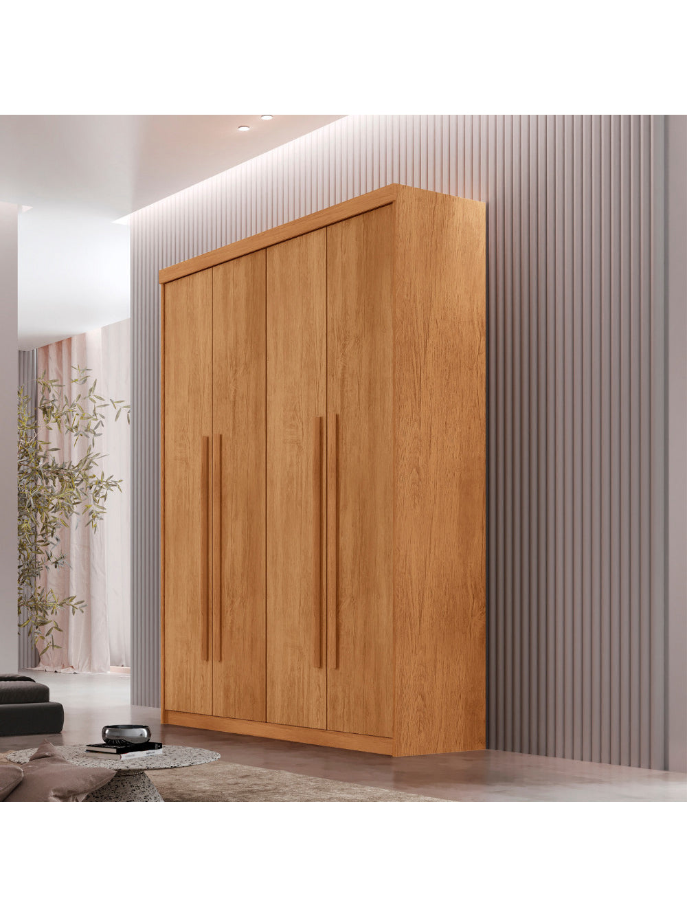 Guarda Roupa Solteiro Heros 4 Portas e 2 Gavetas MDF Moderna - Naturalle