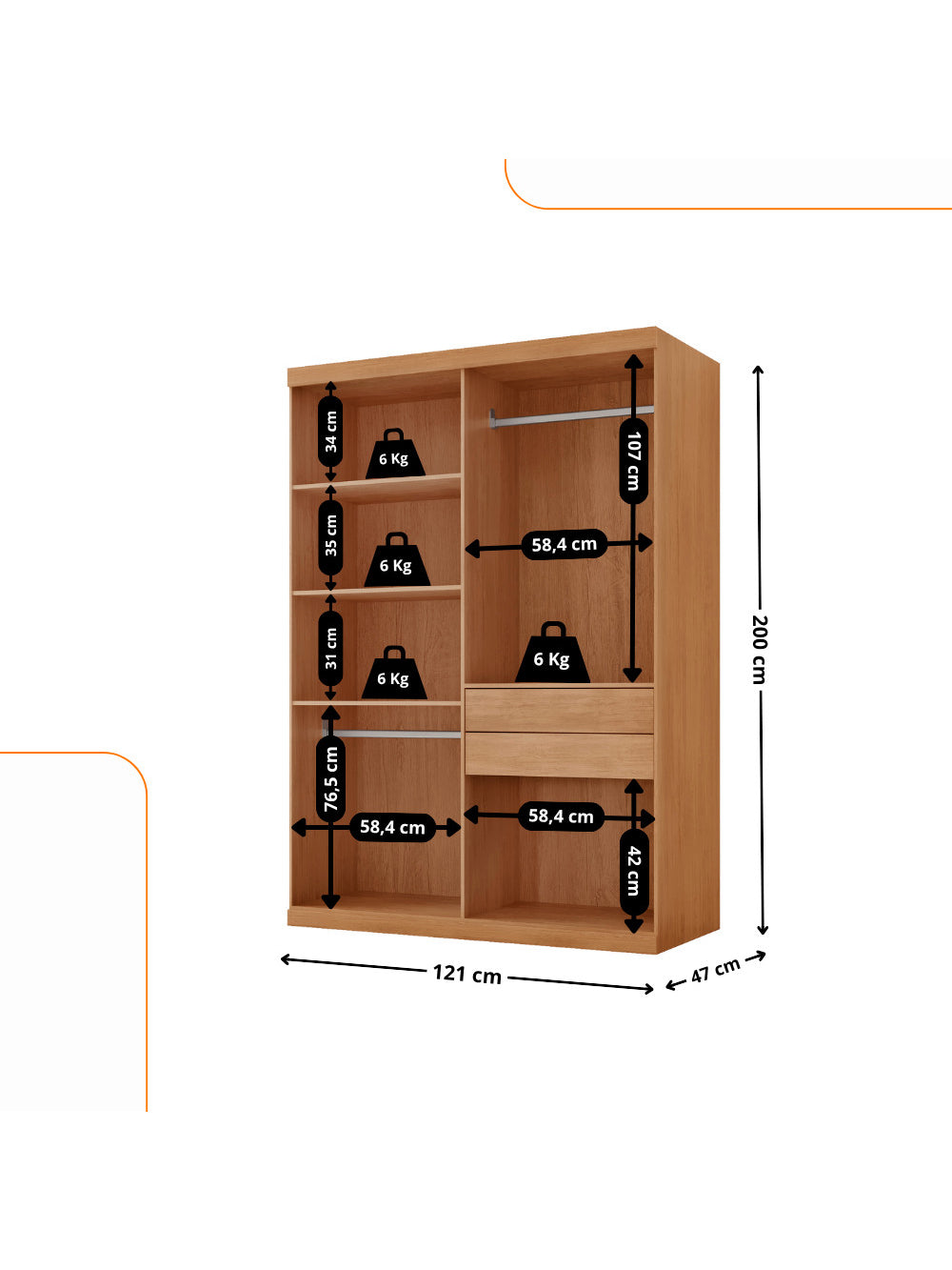 Guarda Roupa Solteiro Heros 4 Portas e 2 Gavetas MDF Moderna