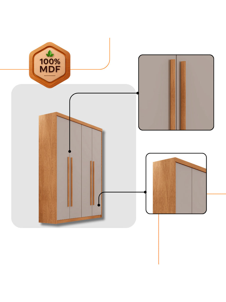 Guarda Roupa Solteiro Heros 4 Portas e 2 Gavetas MDF Moderna