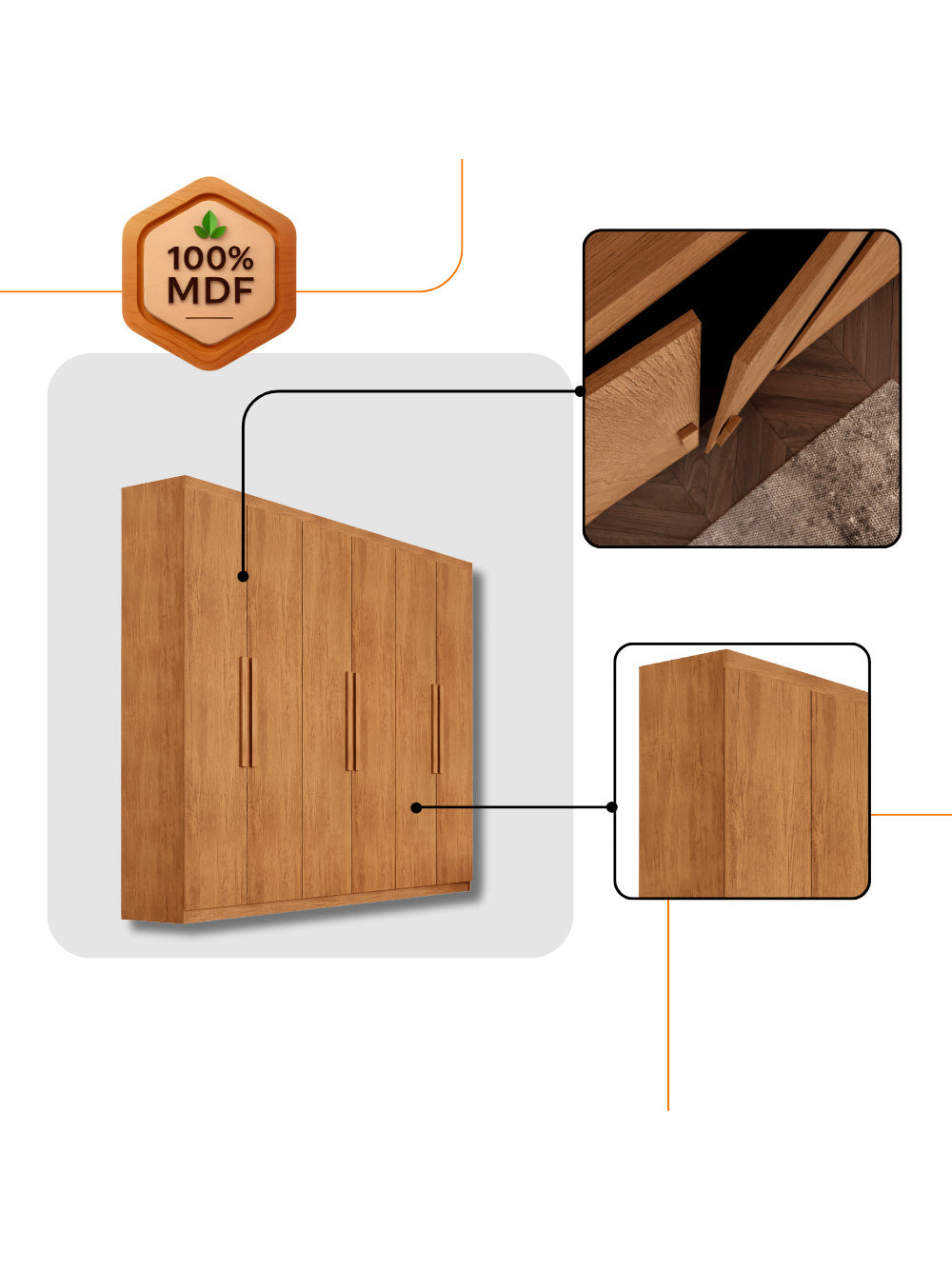 Guarda Roupa Casal Hera 6 Portas MDF Rufato