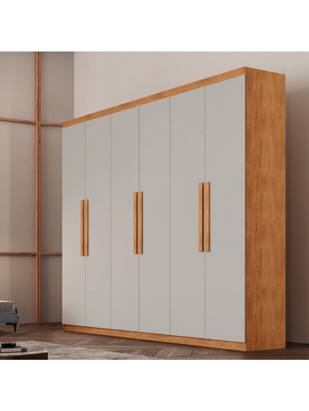 Guarda Roupa Casal Hera 6 Portas MDF Rufato - Naturalle/Off White