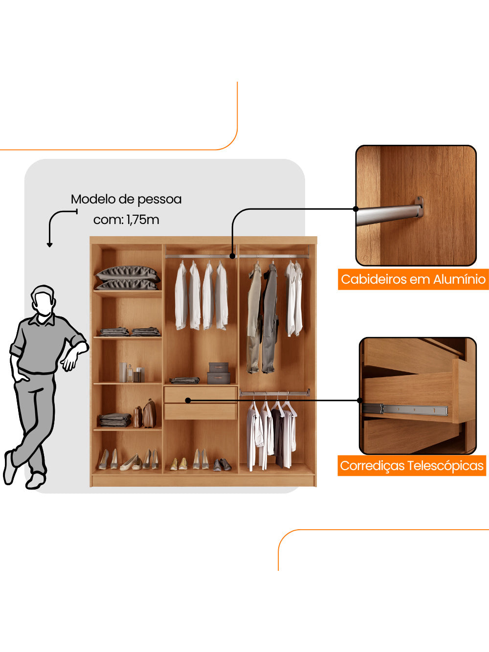 Guarda Roupa Casal Hera 6 Portas MDF Rufato