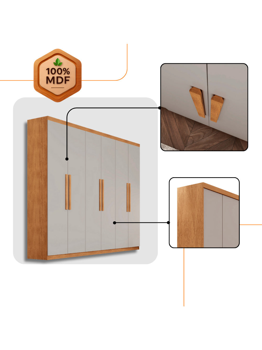 Guarda Roupa Casal Hera 6 Portas MDF Rufato