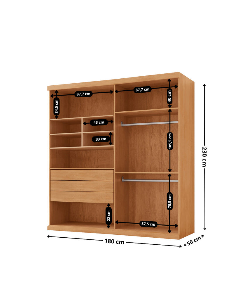 Guarda Roupa Casal Fenix 4 Portas 3 Gavetas Rufato