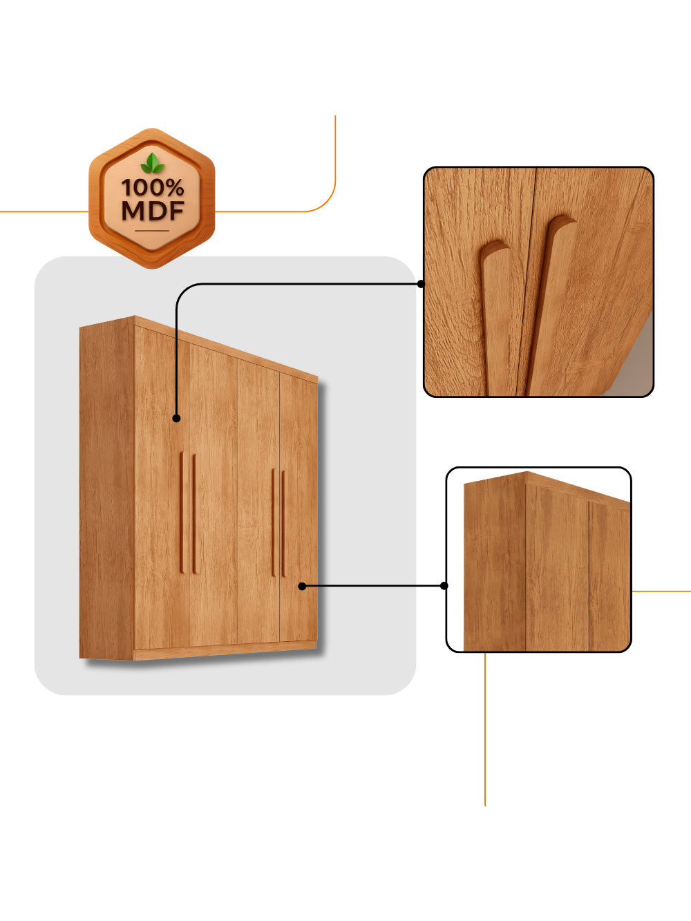 Guarda Roupa Casal Fenix 4 Portas 3 Gavetas Rufato