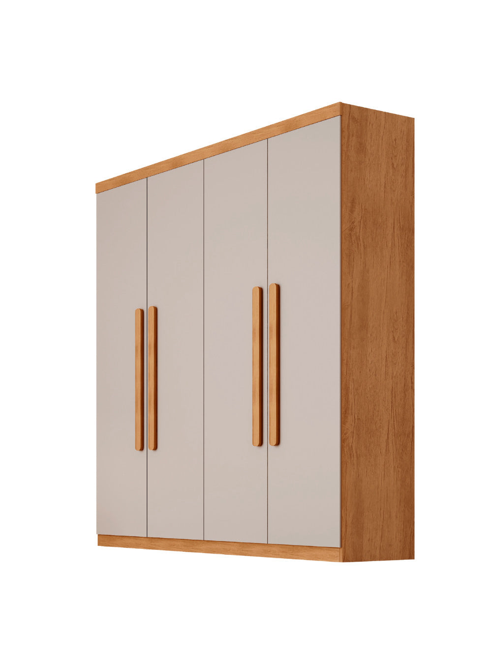 Guarda Roupa Casal Fenix 4 Portas 3 Gavetas Rufato - Naturalle/Off White