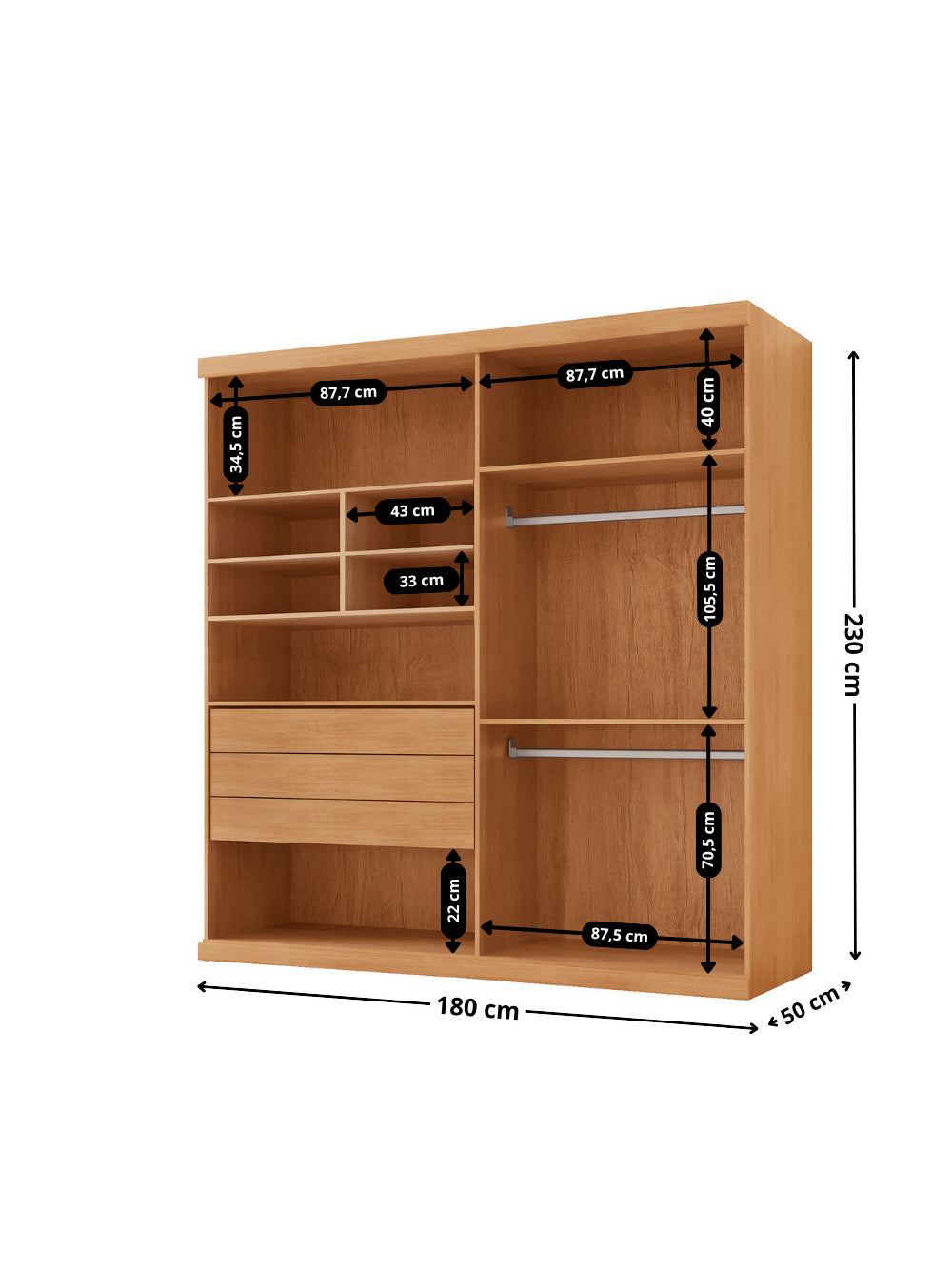 Guarda Roupa Casal Fenix 4 Portas 3 Gavetas Rufato