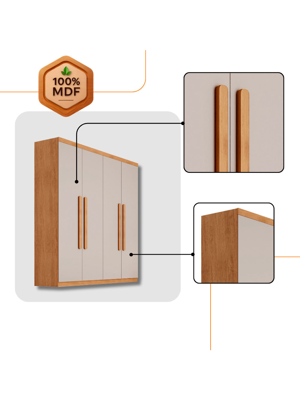 Guarda Roupa Casal Fenix 4 Portas 3 Gavetas Rufato