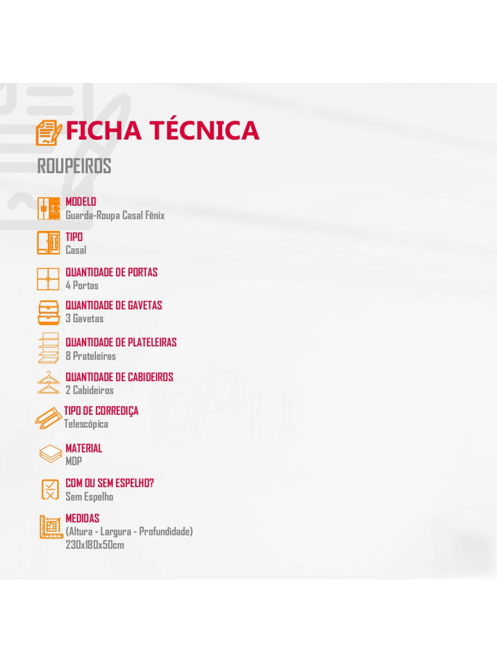 Guarda Roupa Casal Fenix 4 Portas 3 Gavetas Rufato