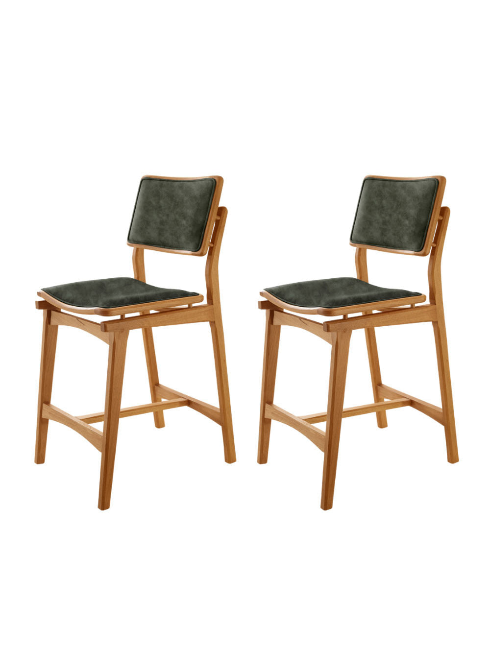 Conjunto com 2 Banquetas Eva Moderna - Jade / Imbuia Nat.