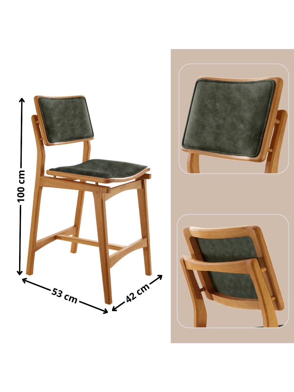 Conjunto com 2 Banquetas Eva Moderna - Brisa/ Imbuia Nat.