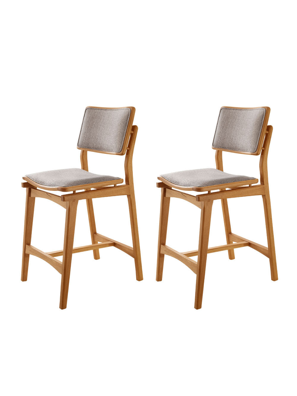 Conjunto com 2 Banquetas Eva Moderna - Brisa/ Imbuia Nat.